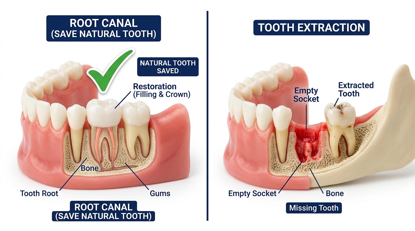 Root Canal Treatment vs Tooth Extraction: Which Option Is Better for a Damaged Tooth?